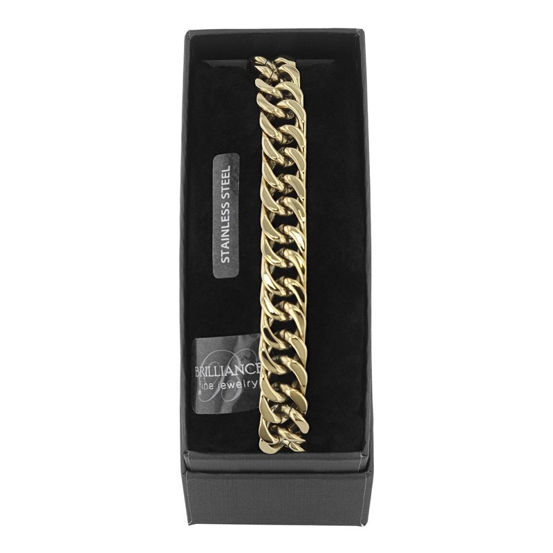 Men's Gold-Tone Stainless Steel Curb Link Bracelet 8.5 Inches