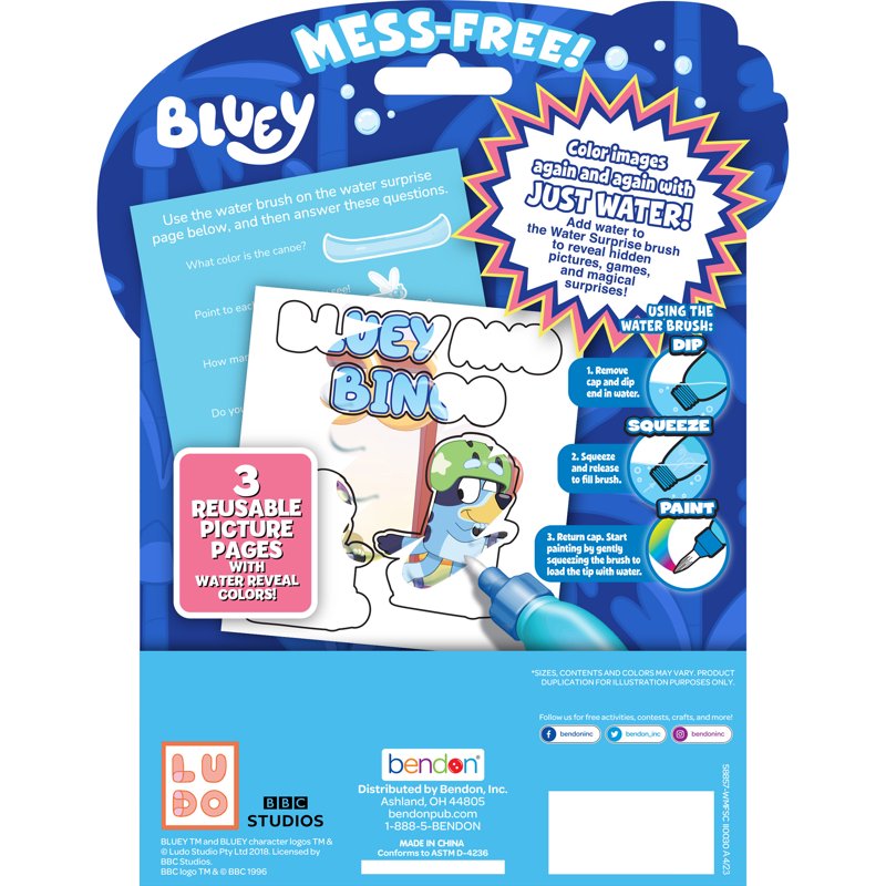 Bluey Water Surprise Boards Set - Mess-Free Coloring for Kids