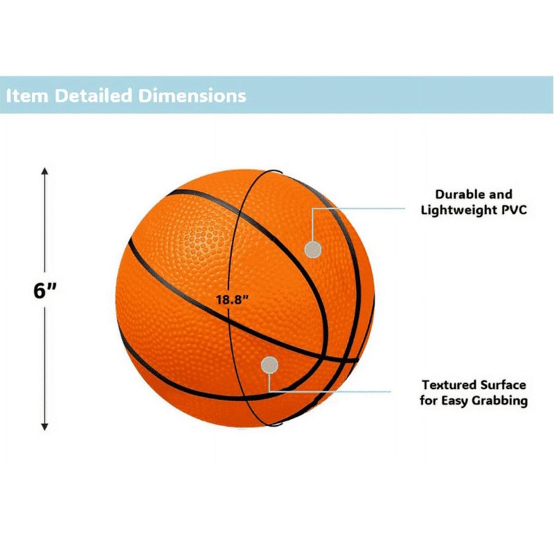 Mini Basketball Set with Pump - 4 or 6 Pack of 6-inch PVC Balls for Indoor, Pool & Party Fun