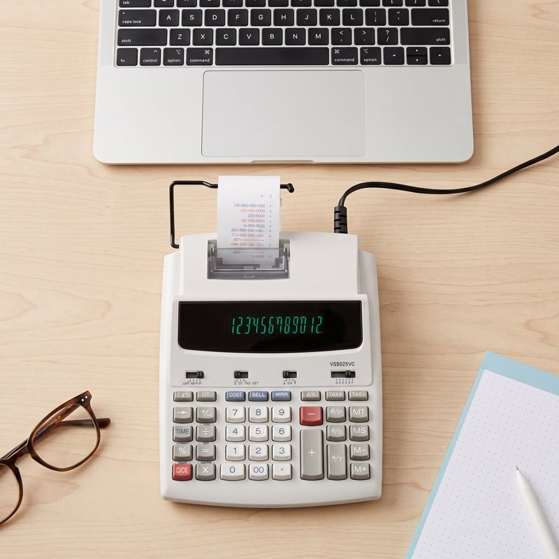 12-Digit Business Printing Calculator with Thermal Printing & Fluorescent Display