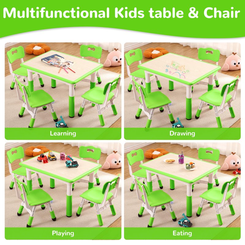 Kids Height Adjustable Activity Table and Chair Set - Multi-Use Children's Desk for Ages 2-10