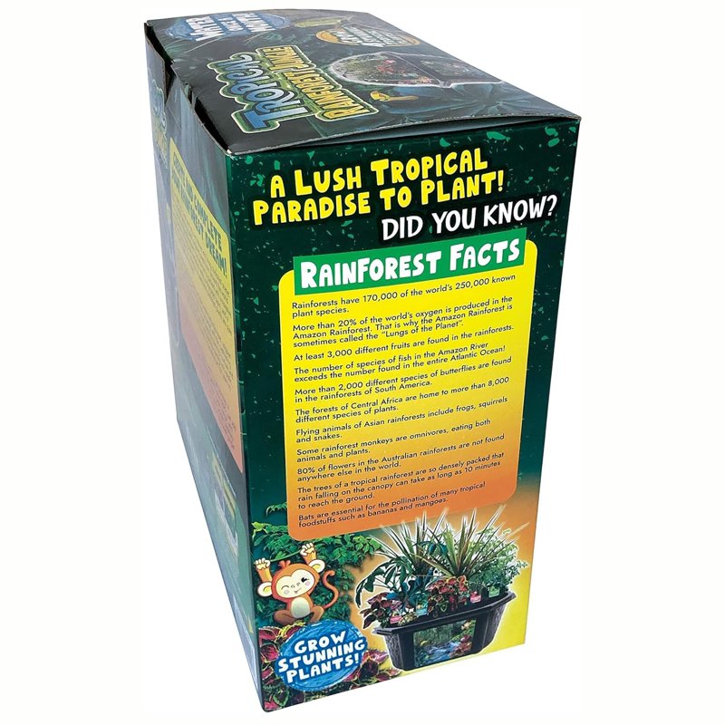 Tropical Rainforest Jungle DIY Biosphere Terrarium Kit - Grow Mini Plants & Animal Figures