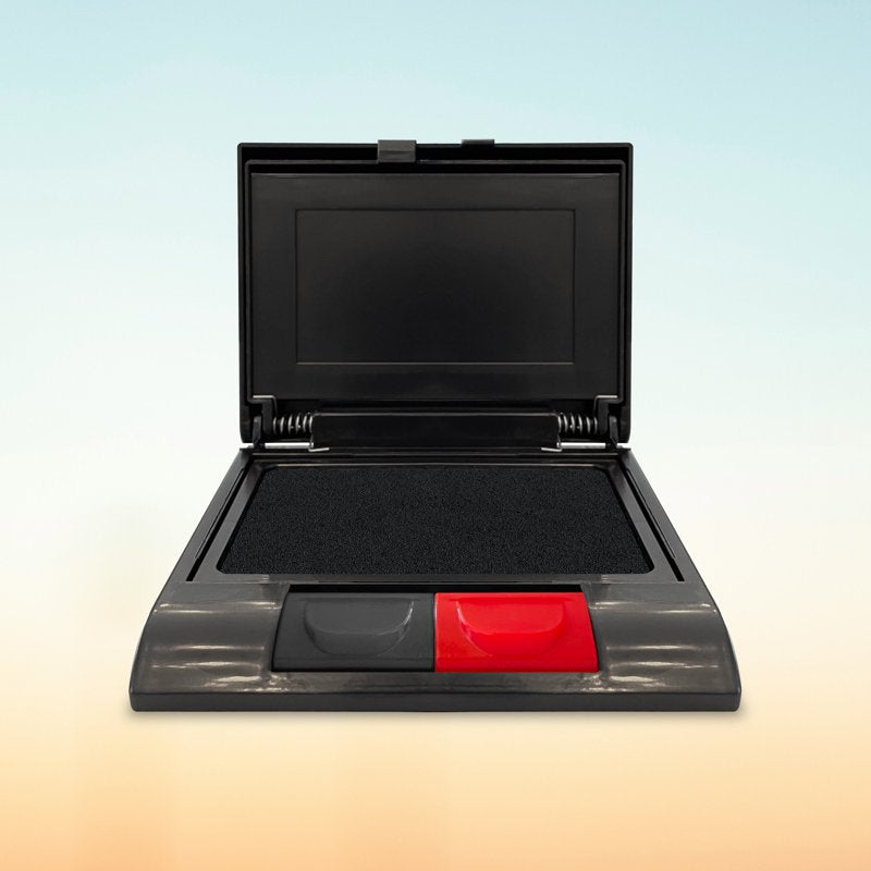Traditional Felt Stamp Pads Set with Ink Refill Bottles - Red & Black