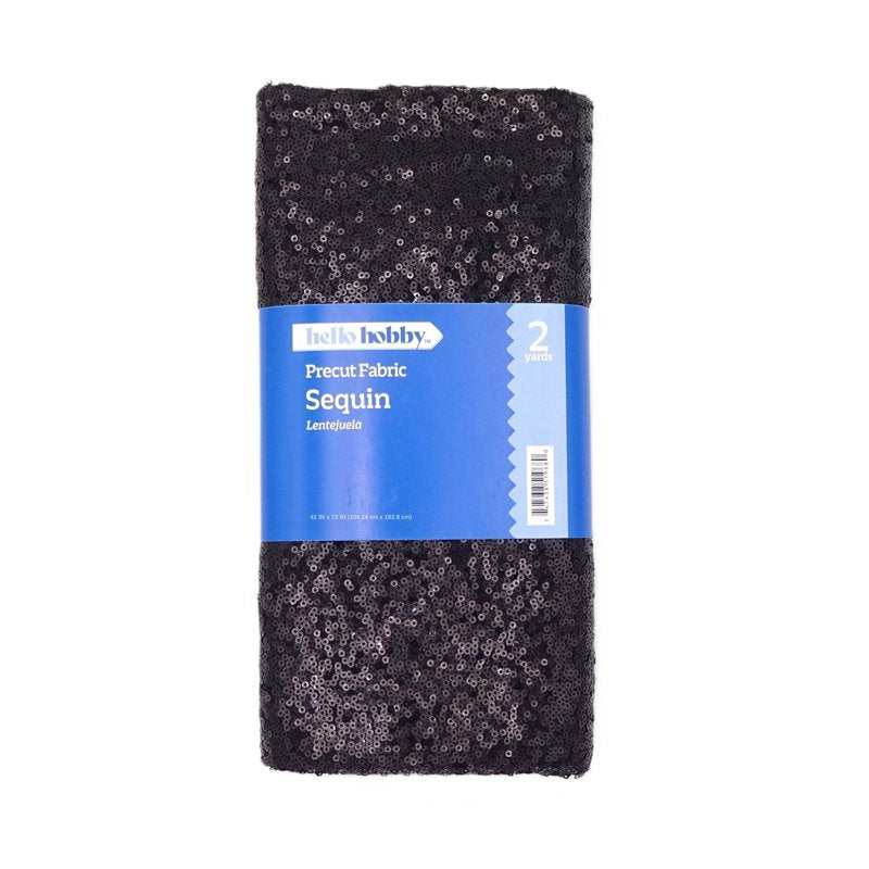 Black Sequin Fabric 2 Yards - Light-Catching Polyester for Costumes & Decor