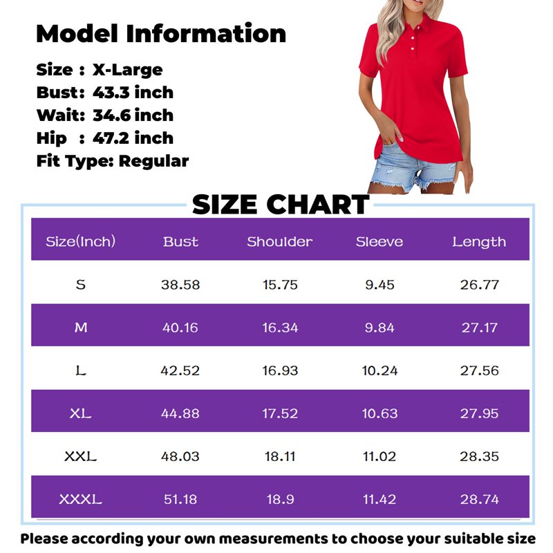 Women's Golf Polo Shirts Lightweight Moisture-Wicking Casual Tops