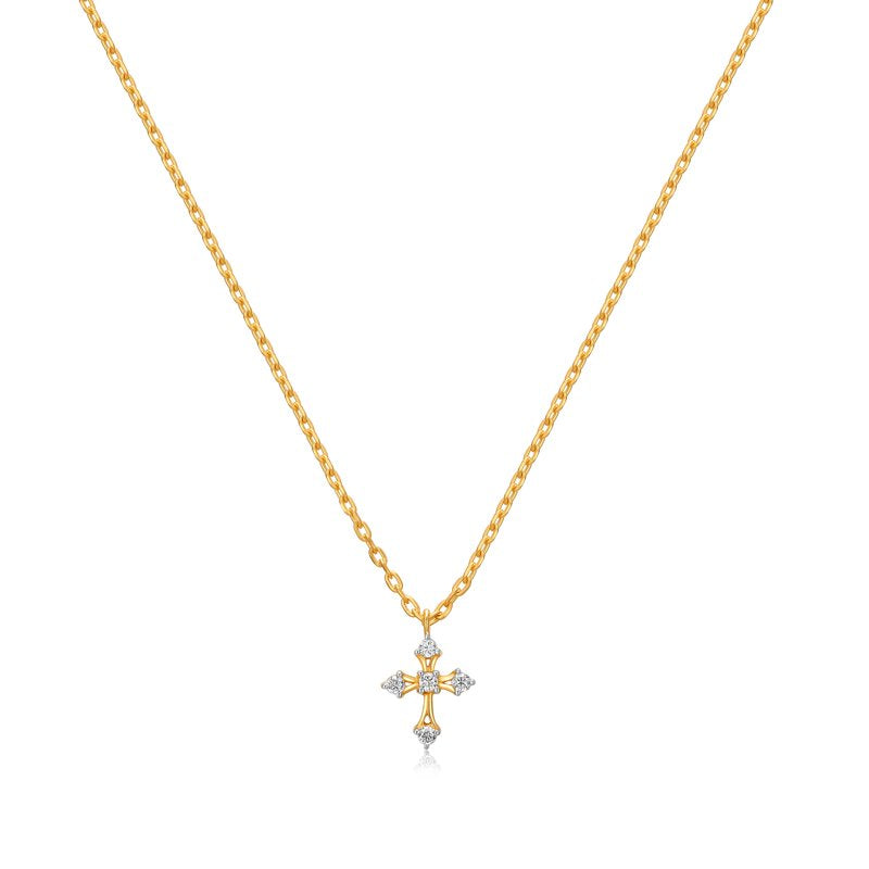 Gold Cross Pendant Necklace - 18 Inch Chain with 2 Inch Extension
