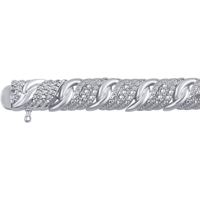 Diamond Fashion Bracelet 1/4 Carat Silver Tone Brass 7.5 Inch I-J I2-I3
