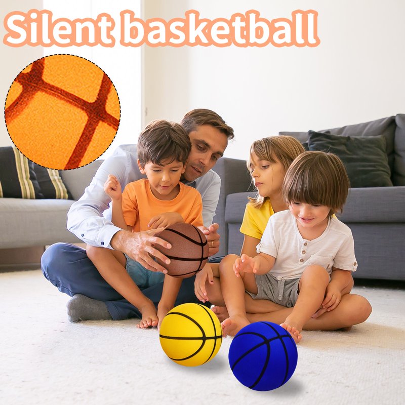 Silent Foam Basketball 7 Inch No Noise Indoor Dribbling Training Ball for Skill Development — Blue