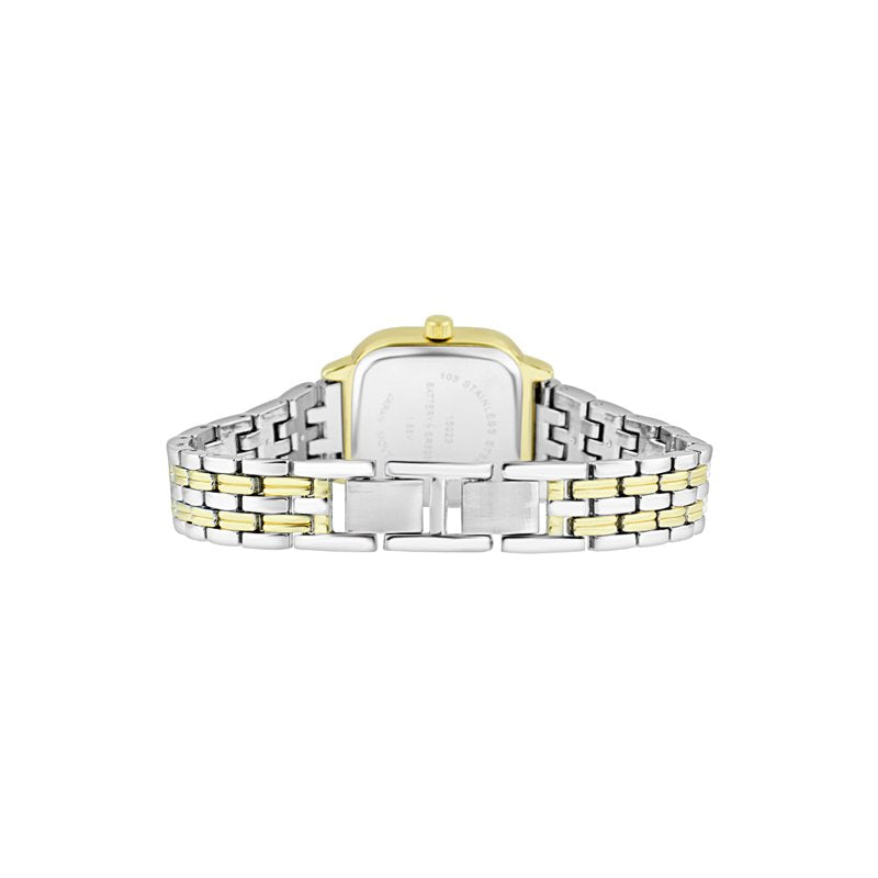 Women's Two-Tone Square Face Analogue Watch with Bracelet