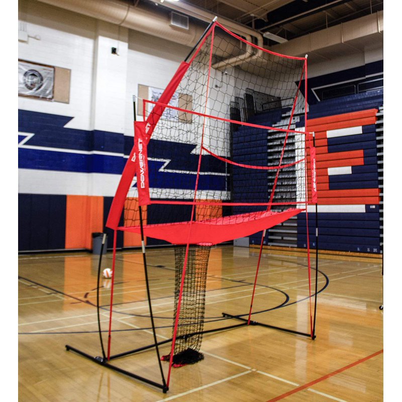 Portable Volleyball Practice Station with Large Net and Carry Bag