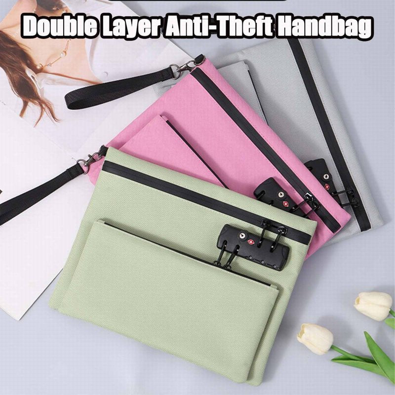 Lockable Travel Money Bag with Combo Lock Water-Resistant Pouch for Cash & Valuables