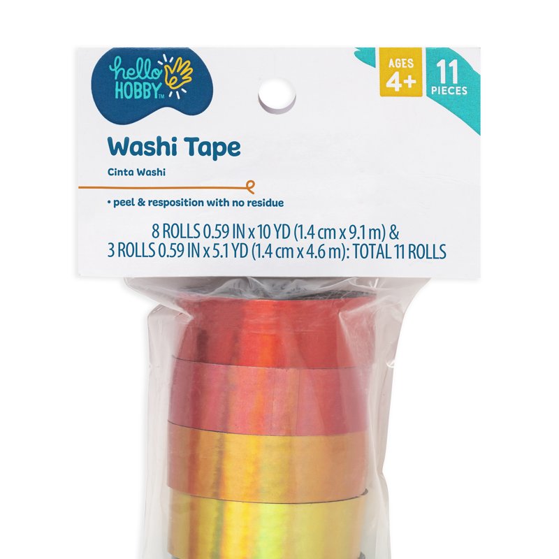 Hello Hobby Shimmer Washi Tape Set - 11 Rolls for Crafts & Decor