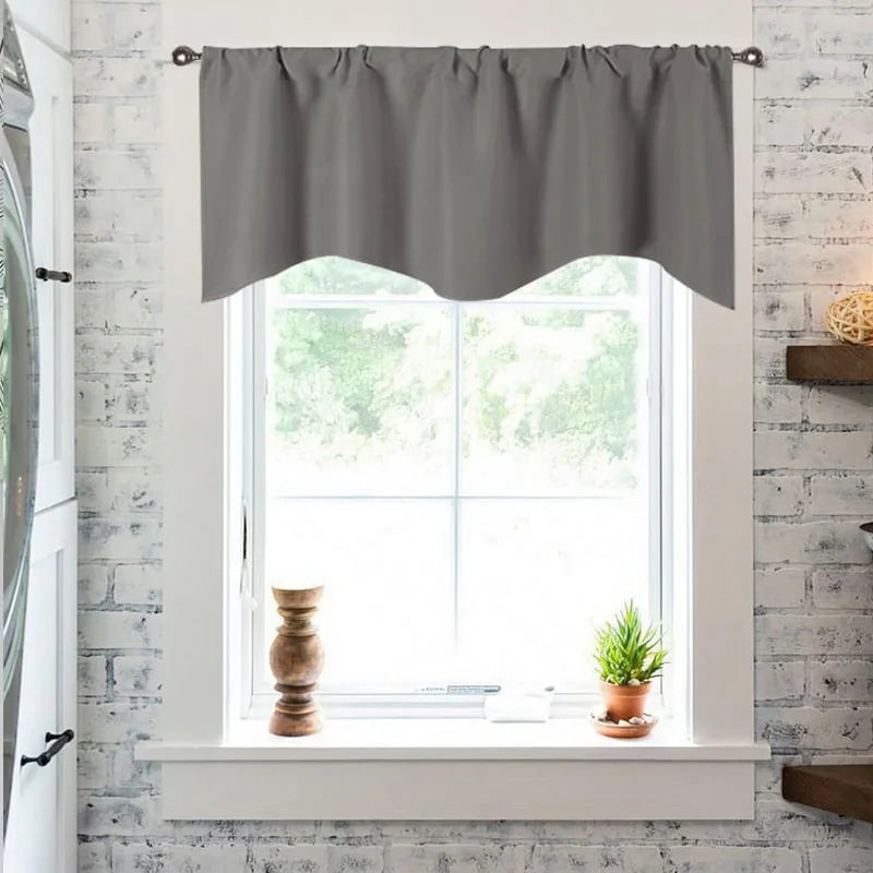 Solid Color Polyester Valance Curtains with Rod Pocket - Light Gray