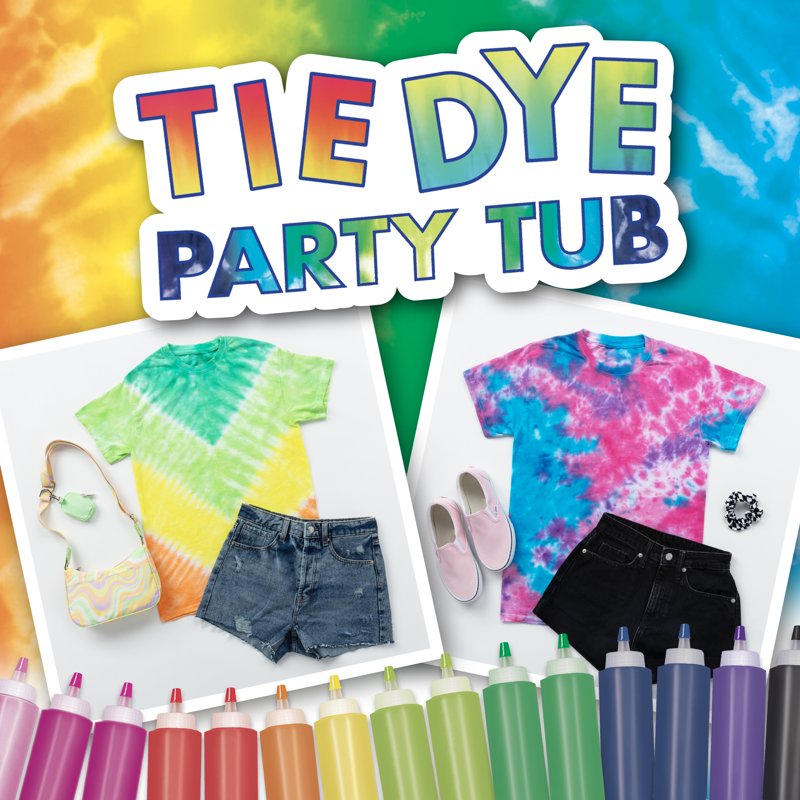 Tie Dye Party Kit with 18 Bottles & Accessories for Group Crafting