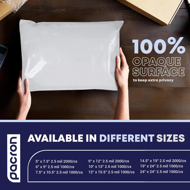 Waterproof Poly Mailers 7.5x10.5 Inch Self-Seal Shipping Bags for Clothing & Small Business