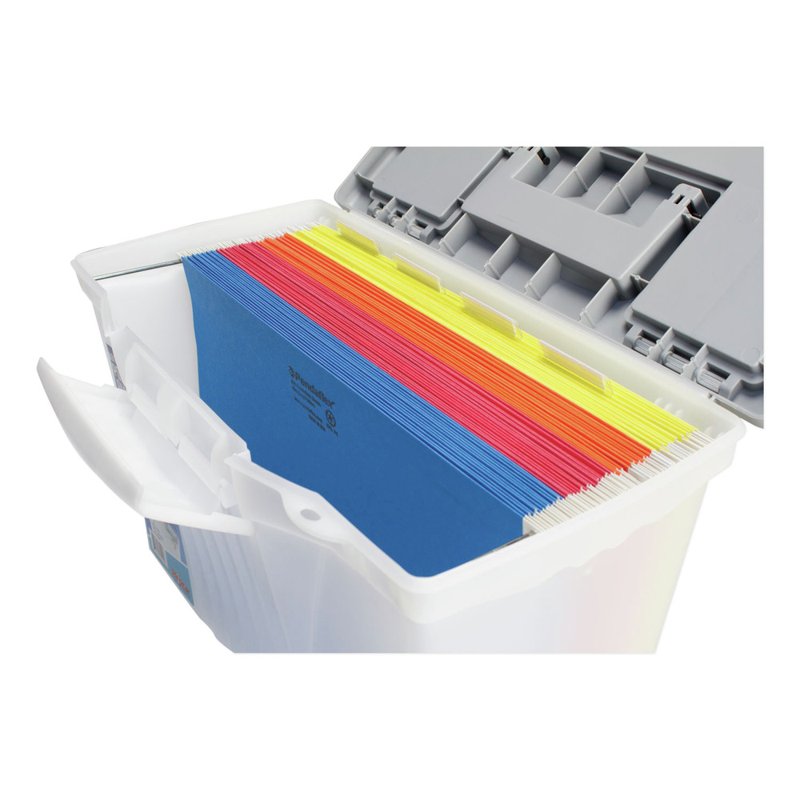 Portable File Box with Organizer Lid - 12x14.5x10.5 Inches, Plastic, Clear