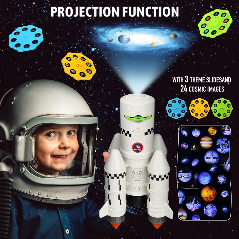 Space Rocket Toys for Kids 5-7 Years - STEM Science Kit with Projection Lamp