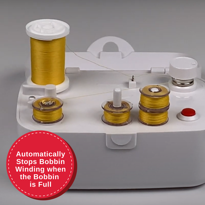 Universal Bobbin Winder for Sewing Machines - Battery & Power Adapter Included