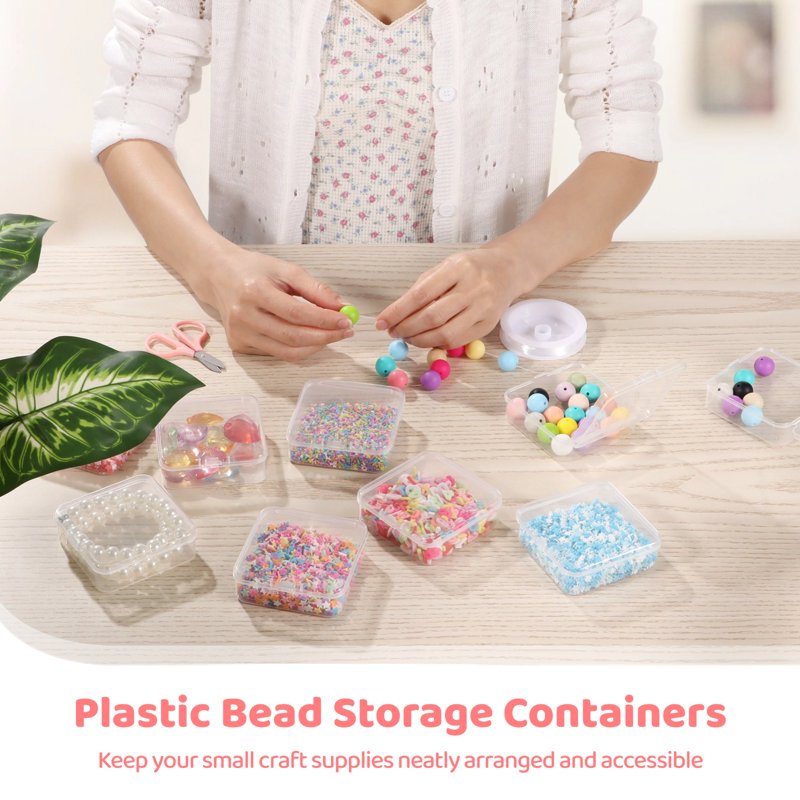120PCS Small Plastic Bead Storage Containers with Hinged Lids - Clear Jewelry & Craft Organizer Boxes