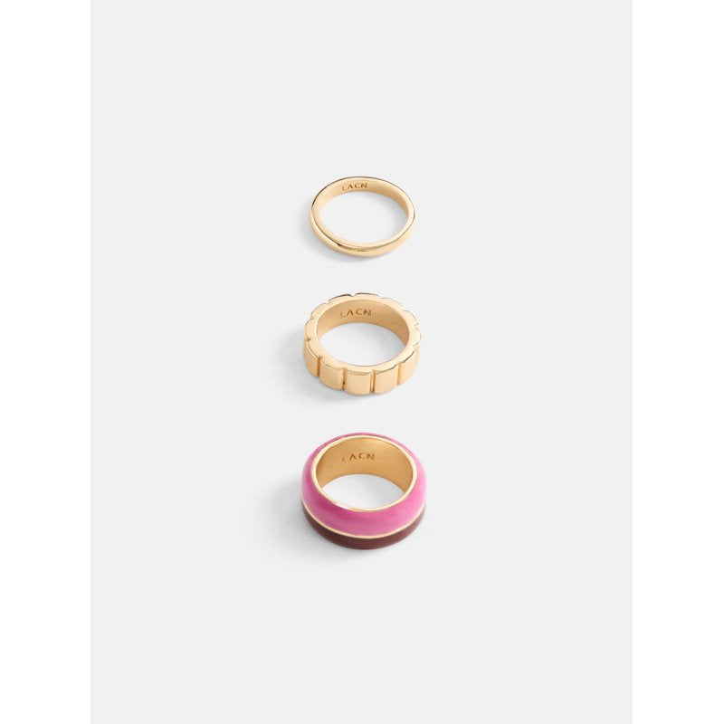 Gold Tone Stackable Ring Set for Women - 3-Piece Fashion Jewelry, Size 7