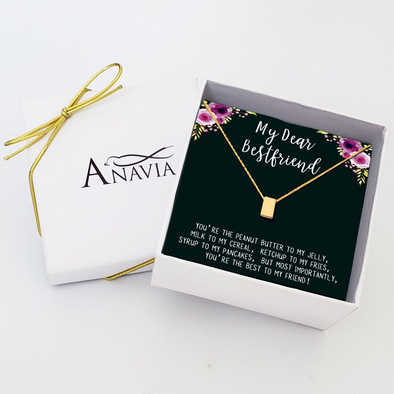 Friendship Necklace with Cube Pendant - Best Friend Gift for Her, Customizable Color