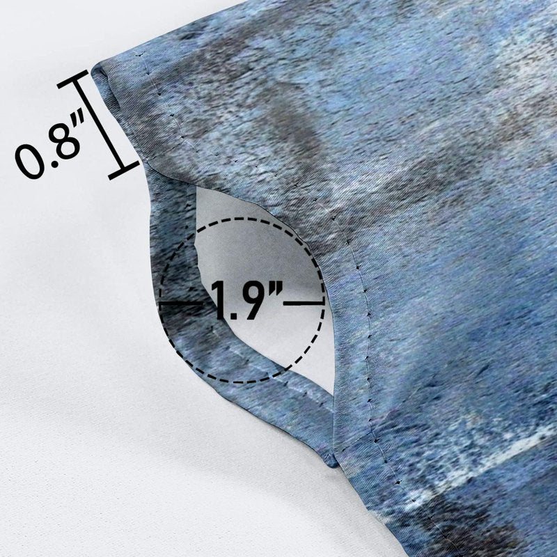 Blue Grey Kitchen Valances for Windows - Abstract Art Window Treatment - 18x52 Inches
