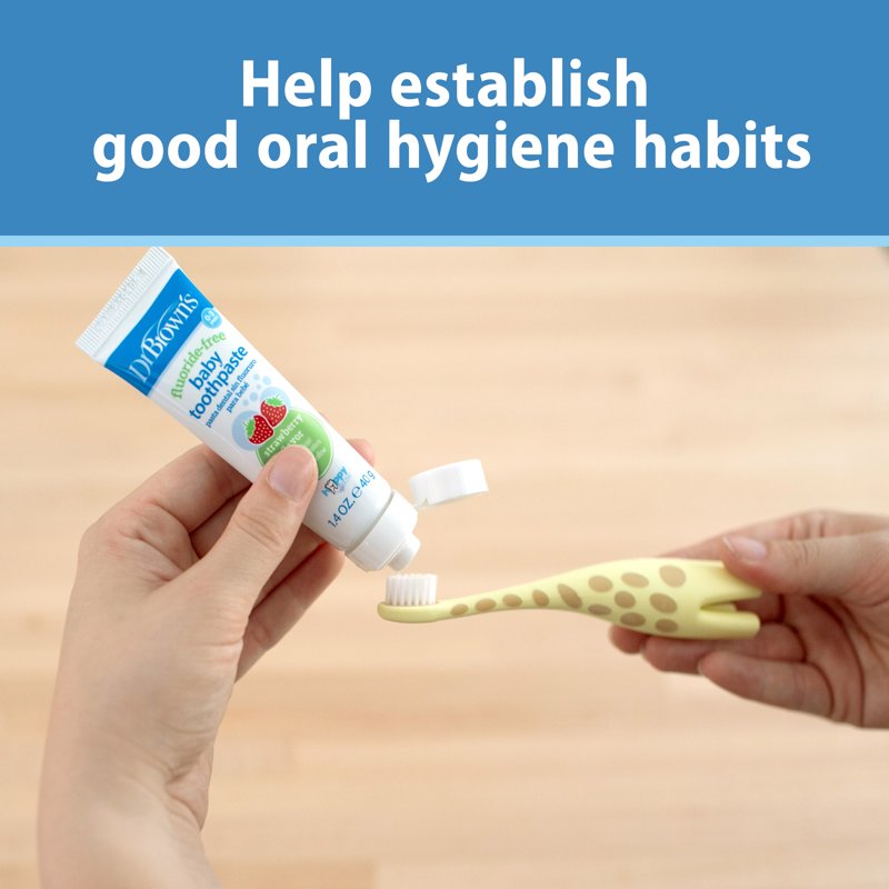 Infant-to-Toddler Toothbrush and Fluoride-Free Strawberry Toothpaste Set - Giraffe Variation (0-3 Years)