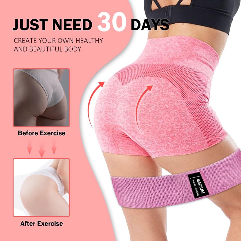 Fabric Resistance Bands Set with Door Anchor - 7 PCS Non-Slip Workout Loop Bands for Home & Gym
