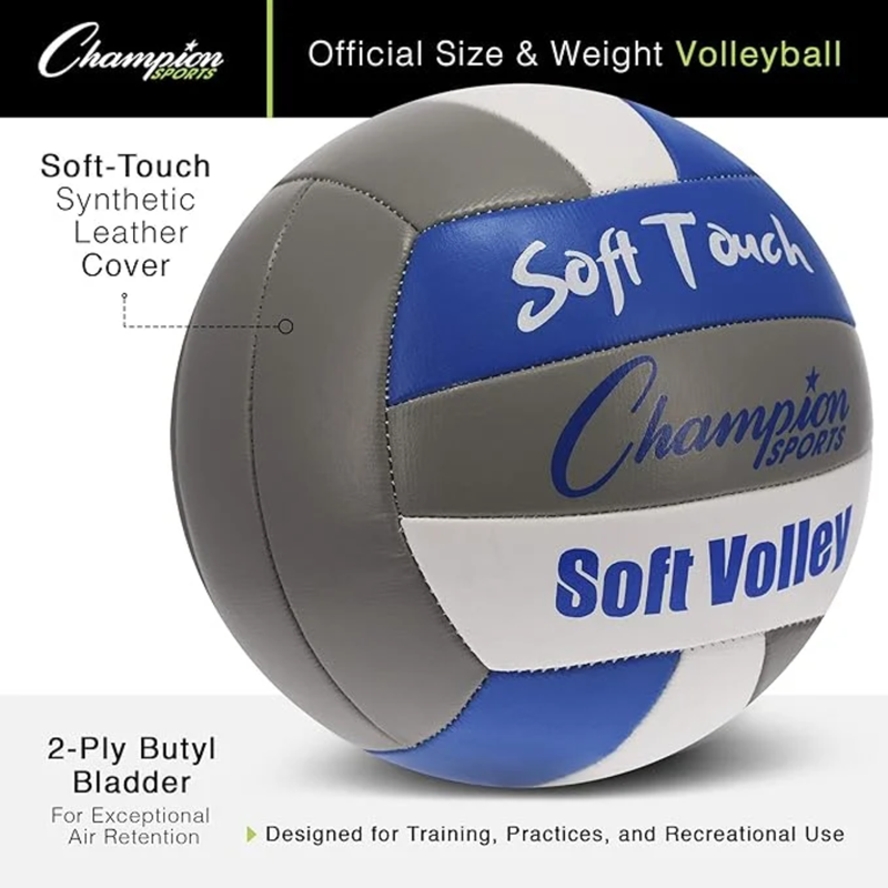 Soft Touch Volleyball with Synthetic Leather Cover - Official Size & Weight