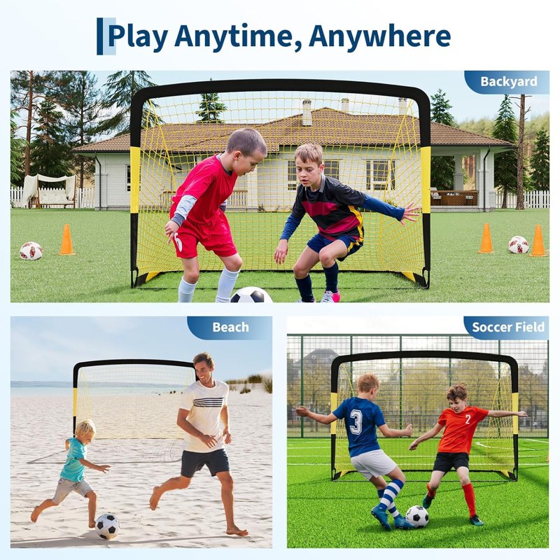 Heavy-Duty 4x6 ft Soccer Goal with Collapsible Frame, Portable Net & Carry Bag