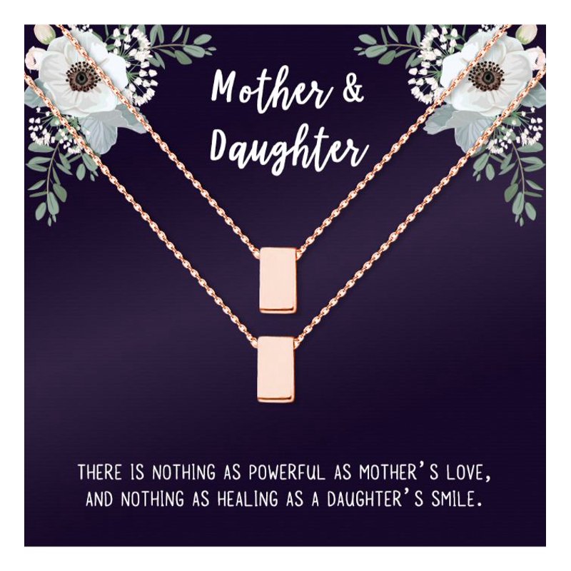 Matching Mom and Daughter Cube Necklace Gift Set - Rose Gold, Silver & Gold Options