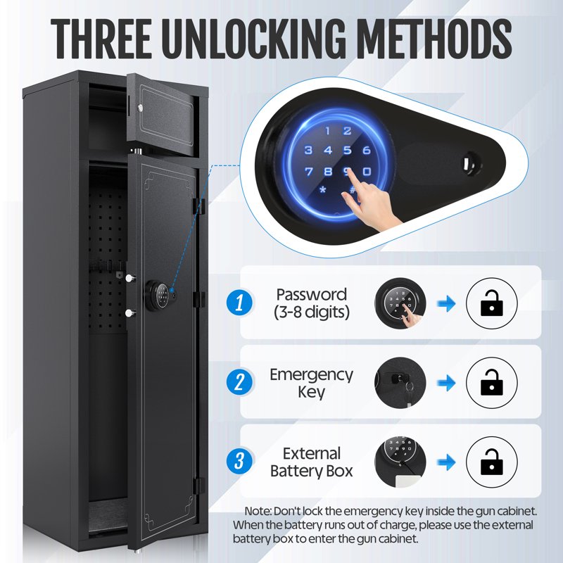 Large Gun Safe for Rifles & Shotguns, Digital Keypad Security Storage
