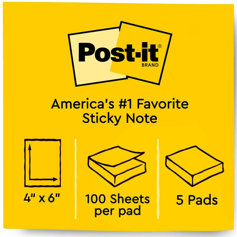 Post-it Note Pads in Beachside Cafe Collection, 4x6 Inches, 500 Sheets