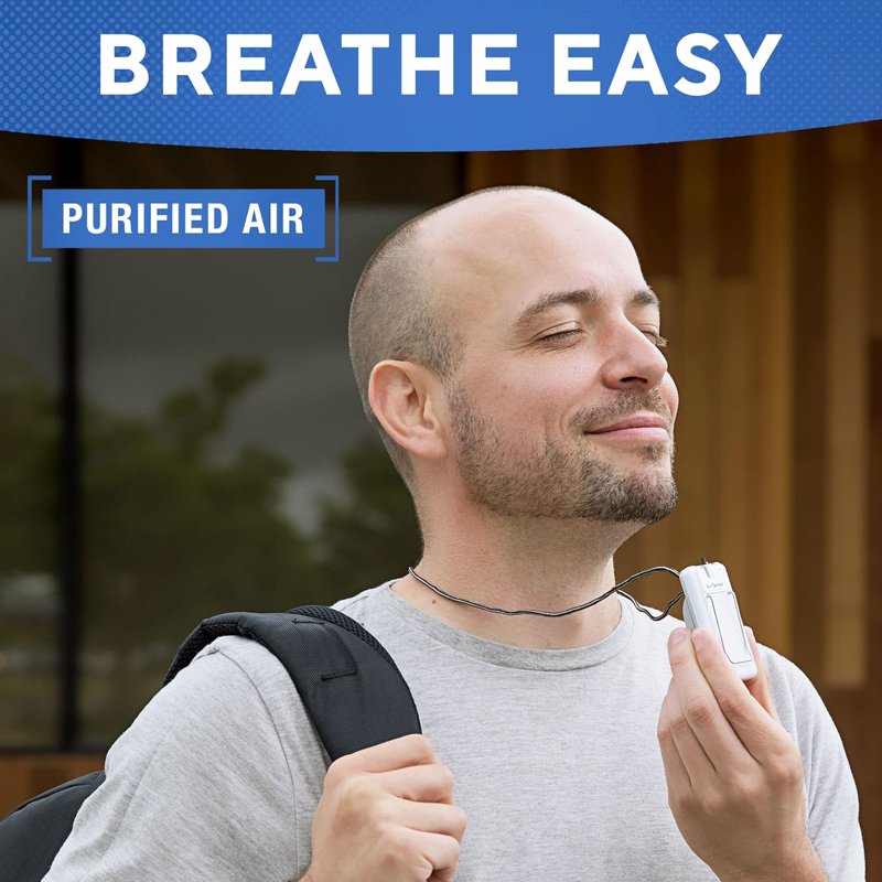Personal Air Purifier with Electrostatic Ion Technology - Portable, Filterless, Wearable, Silent, Up to 140H Runtime