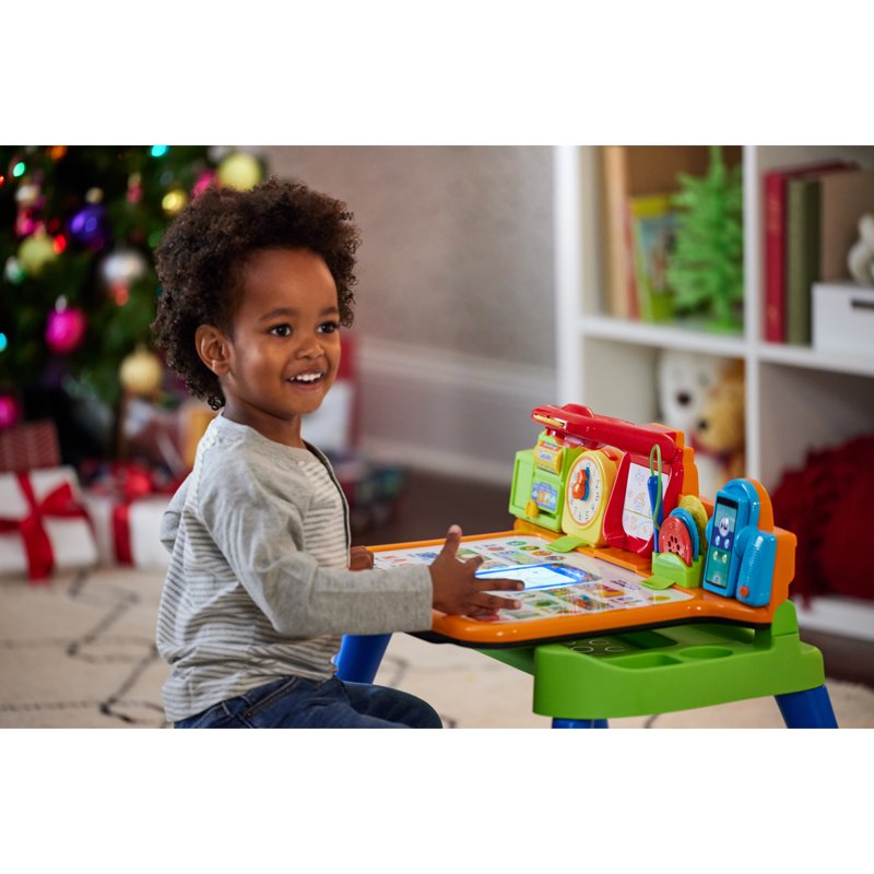 Educational Kids Learning Desk with Interactive Projector & Chalkboard - Toddler Activity Center