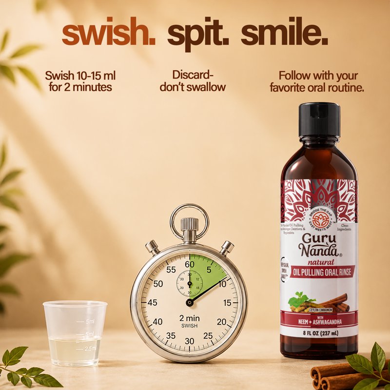 Oil Pulling Mouthwash with Coconut Cinnamon & Herbal Extracts - 8 fl oz