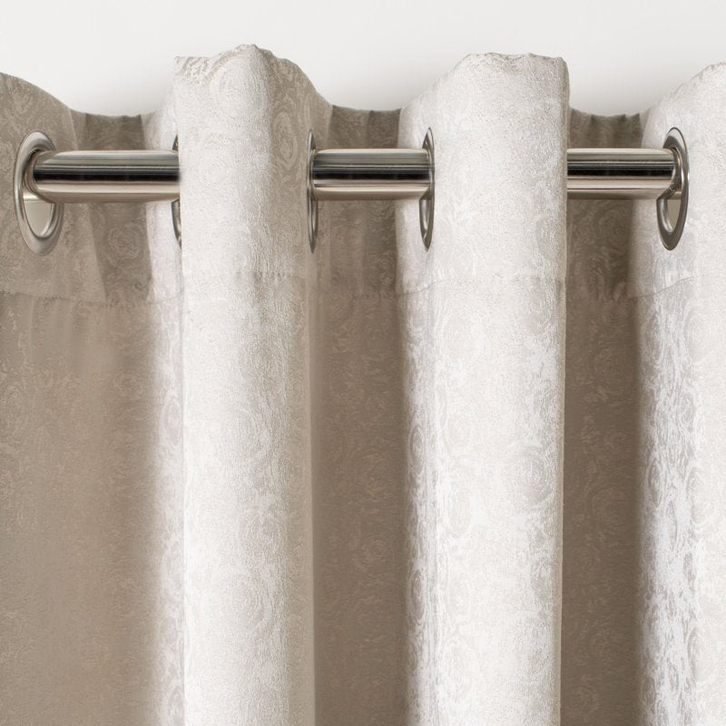 Grommet Curtain Panel - 52 x 96 Inches Beige Double Layer Window Treatment