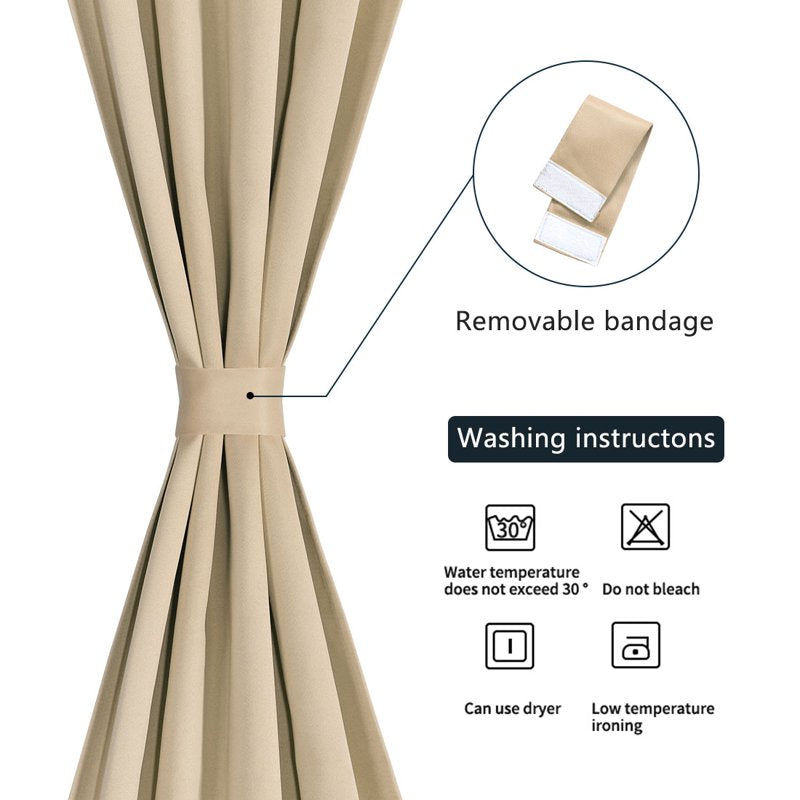 Solid Window Curtain Panel - Blackout Privacy Drapes for Home & Office