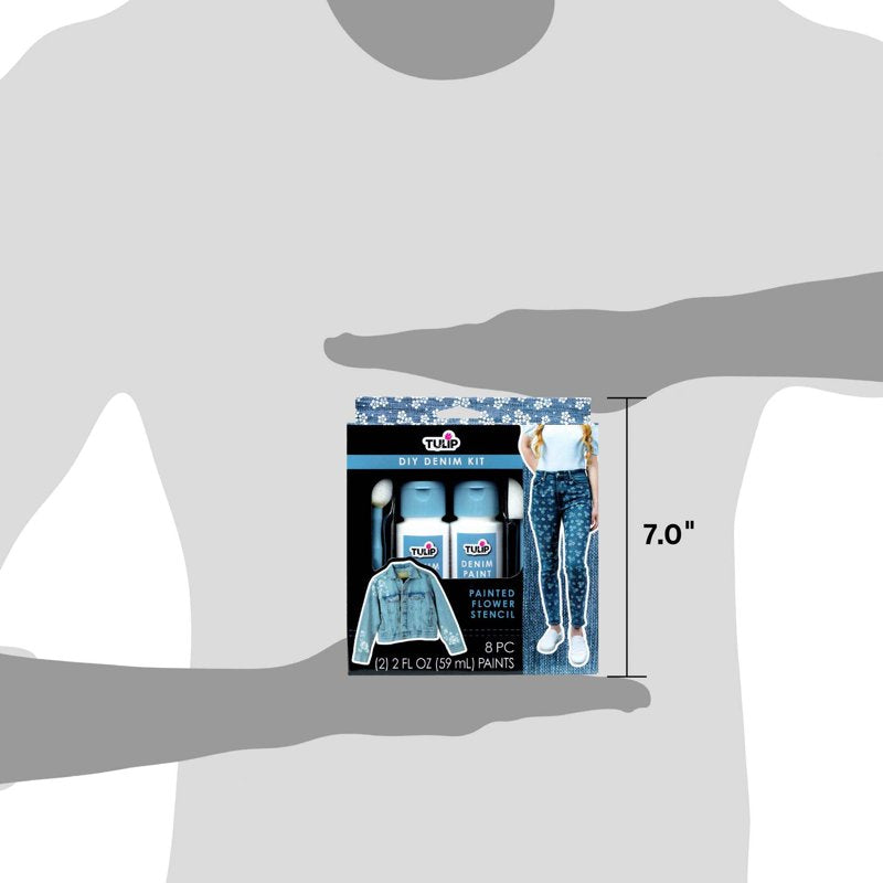 Denim Paint & Stencil Kit for Custom Jeans and Jackets - 8 Pieces