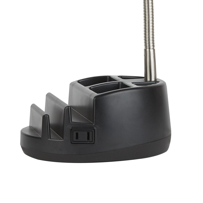 Multi-Purpose Desk Organizer and Task Lamp - Black, 6x7x15 Inches