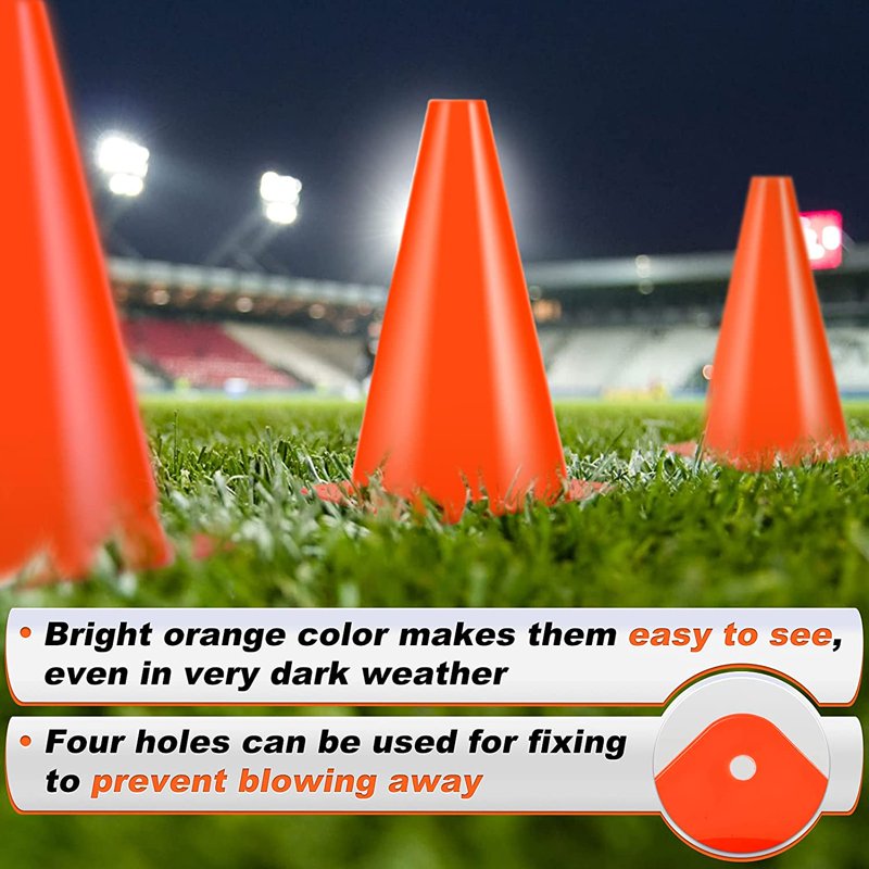 9-Inch Sports Training Cones - 24 Pack for Soccer Football Basketball Agility