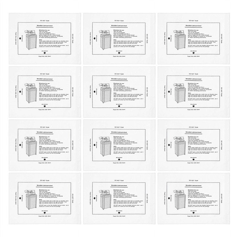 12PCS Shredder Lubricant Sheets for Office Paper Shredders - Easy Lubrication