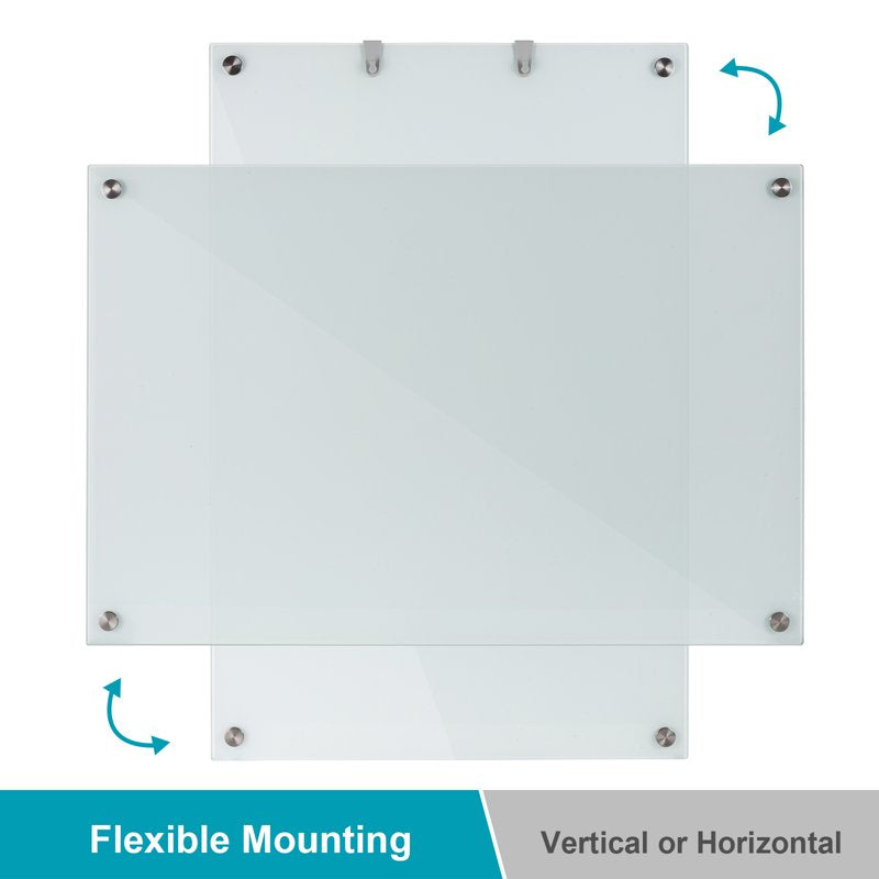 Glass Magnetic Whiteboard Frameless Wall-Mounted Dry Erase Board for Office & Home