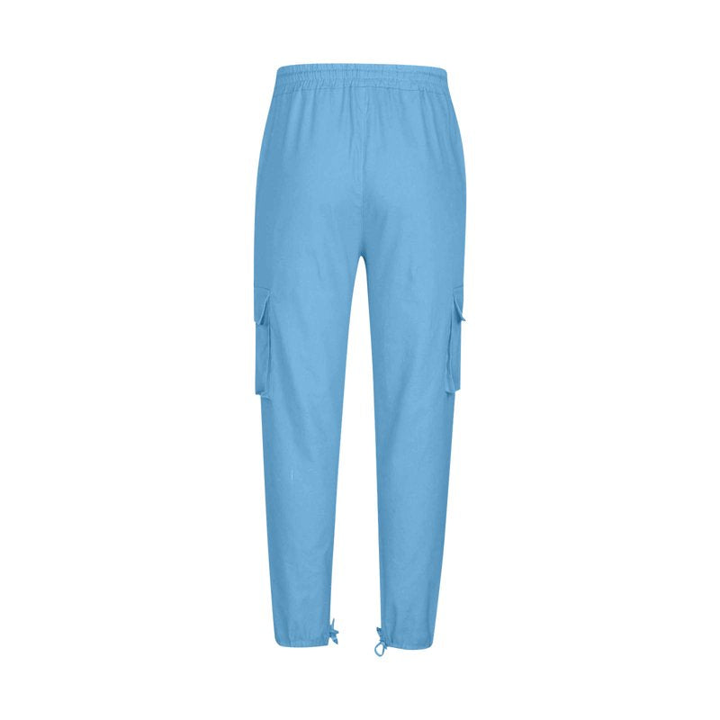Men's Big & Tall Cargo Pants with Cotton Fabric and Elastic Waist