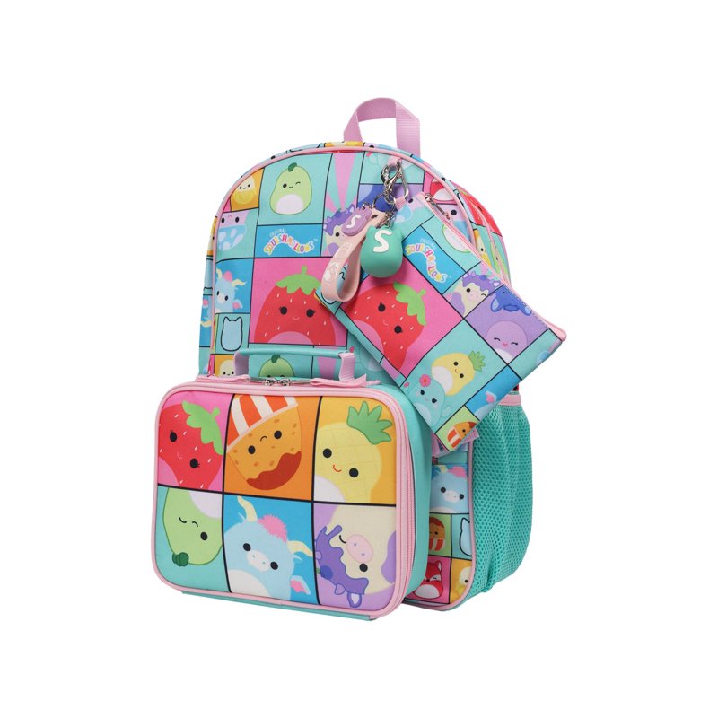 Kids Backpack Set with Detachable Lunch Bag - Squishmallow Plush Design