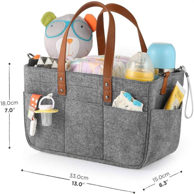 Multi-Purpose Craft Organizer Tote Bag with Pockets - Gray Storage Caddy