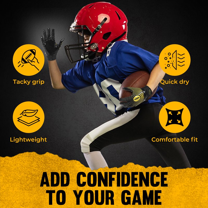Youth Football Gloves with Super Grip and Breathable Design – Kids Receiver Gloves for Boys and Girls