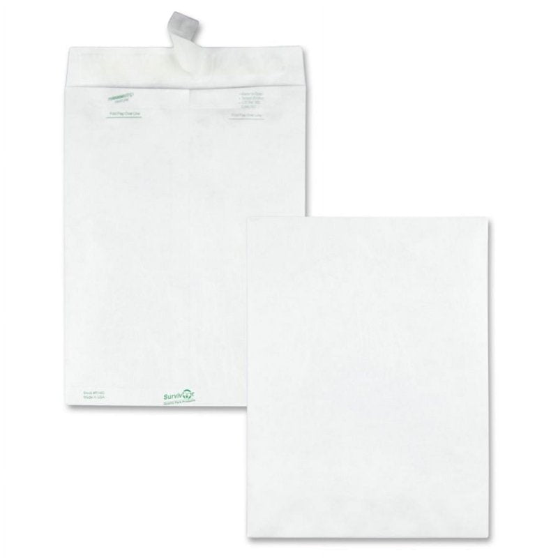 9x12 Water-Resistant Tyvek Envelopes - White, Pack of 100