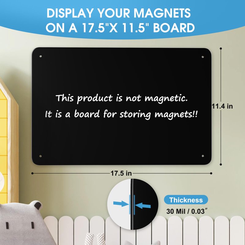 Magnetic Bulletin Board 17.5x11.4 Inch Wall Organizer with Dual Lock Tape and Screws