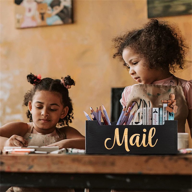 Wall-Mounted Wooden Mail Organizer for Countertop and Entryway